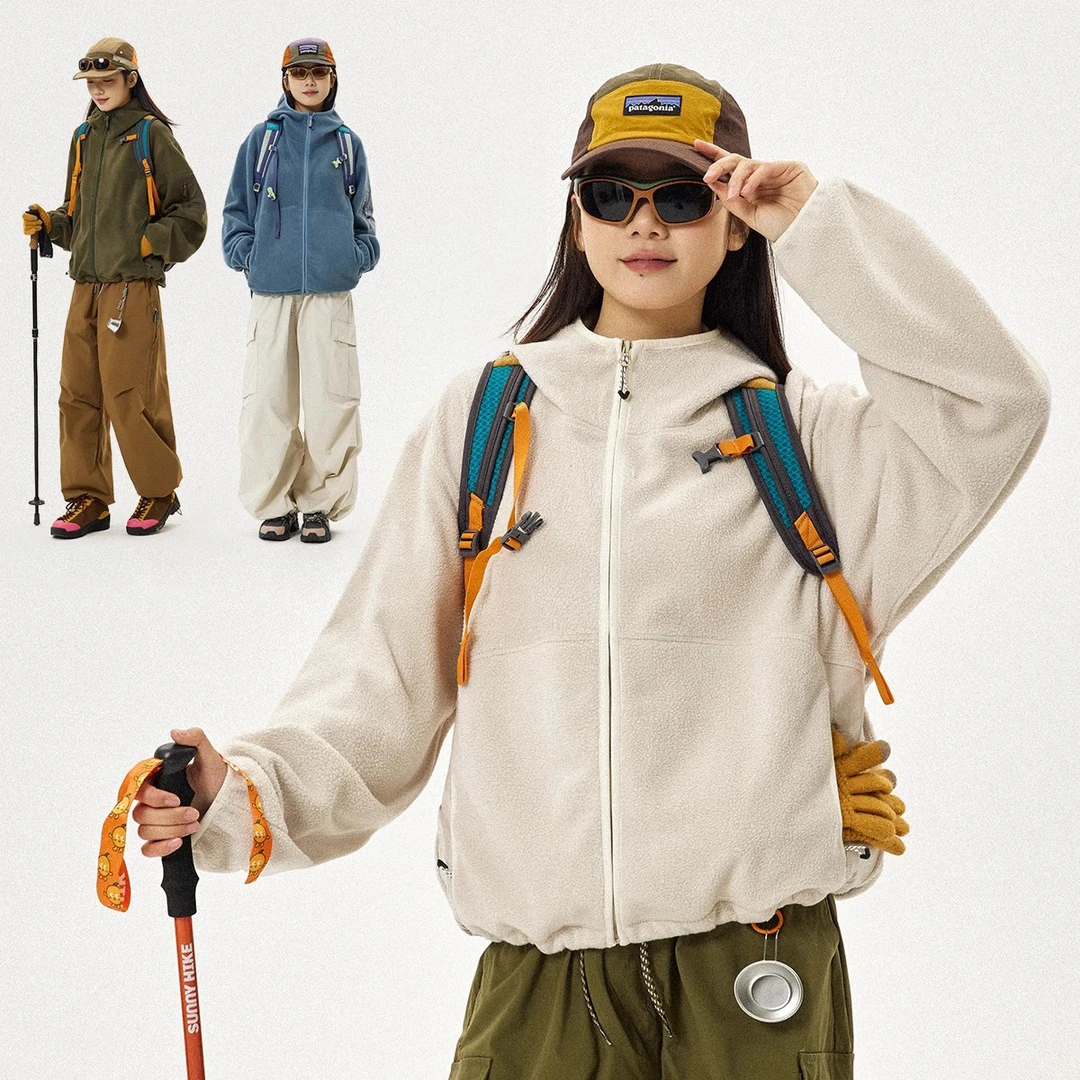 DaytimeAdventure春秋户外短款连帽摇粒绒户外套日系拉链开衫夹克