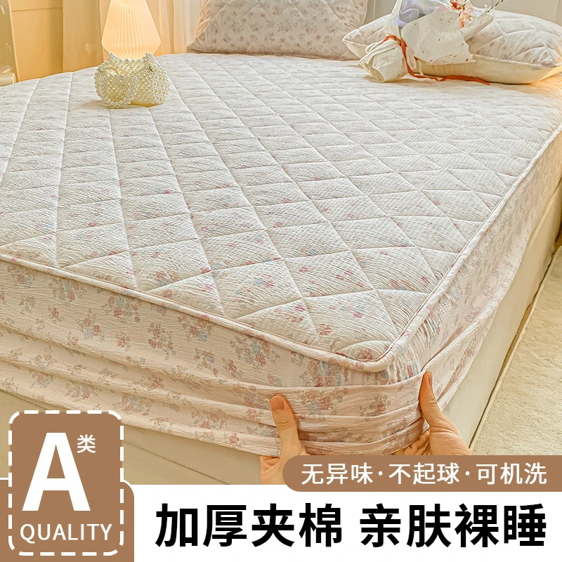 新款夹棉床笠A类亲肤加厚夹棉床笠学生宿舍单人床笠1.8米x2米床笠