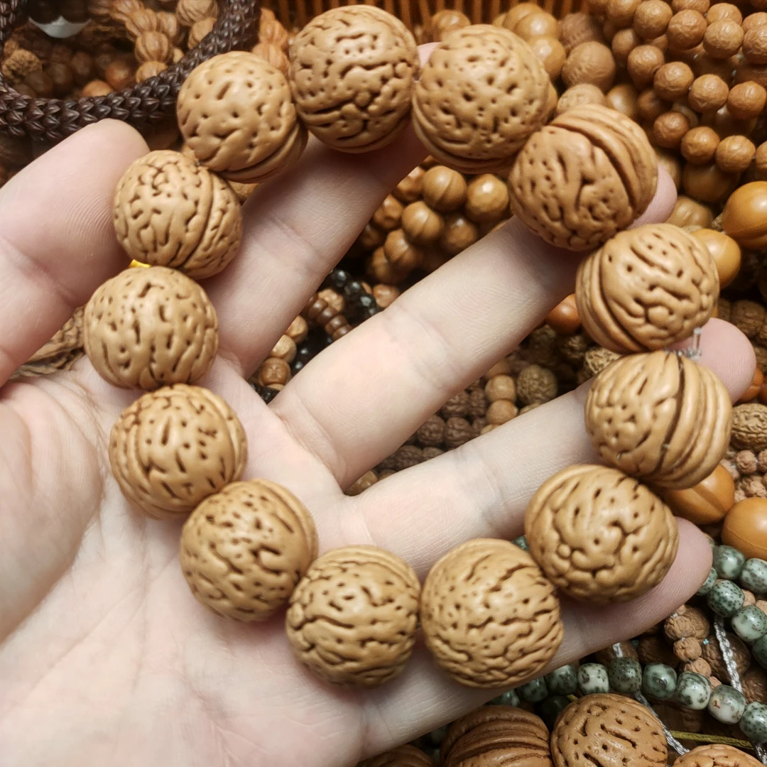 精品脑纹桃核手串21-22mm文玩盘玩手把件