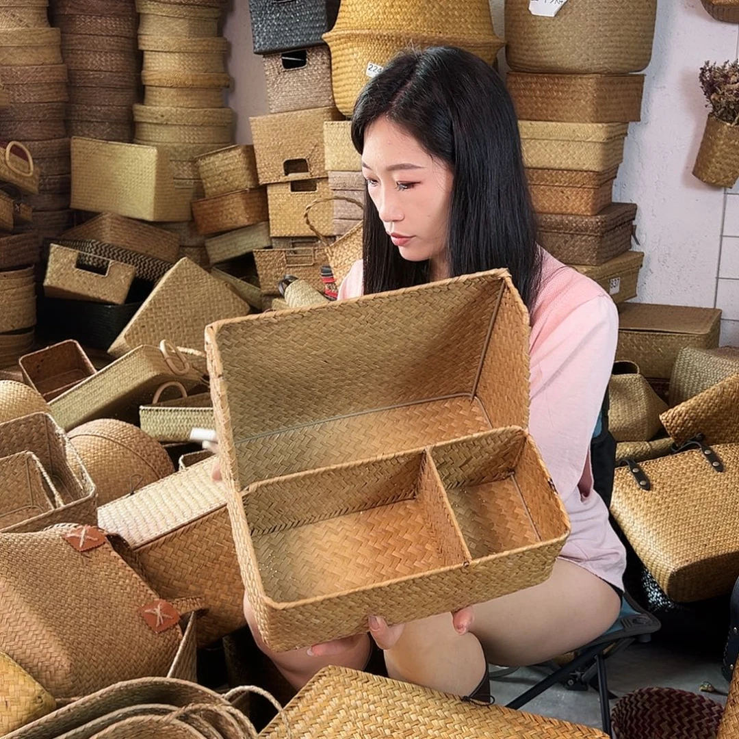 编织带草编包/草编收纳盒微瑕疵