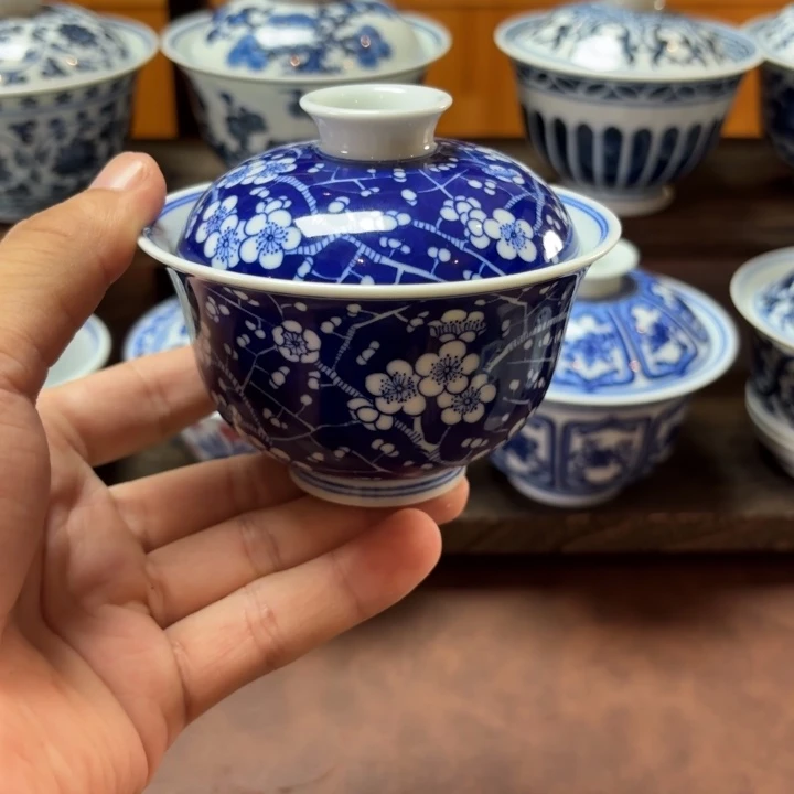 树***茶景德镇纯手工手绘冰梅盖碗