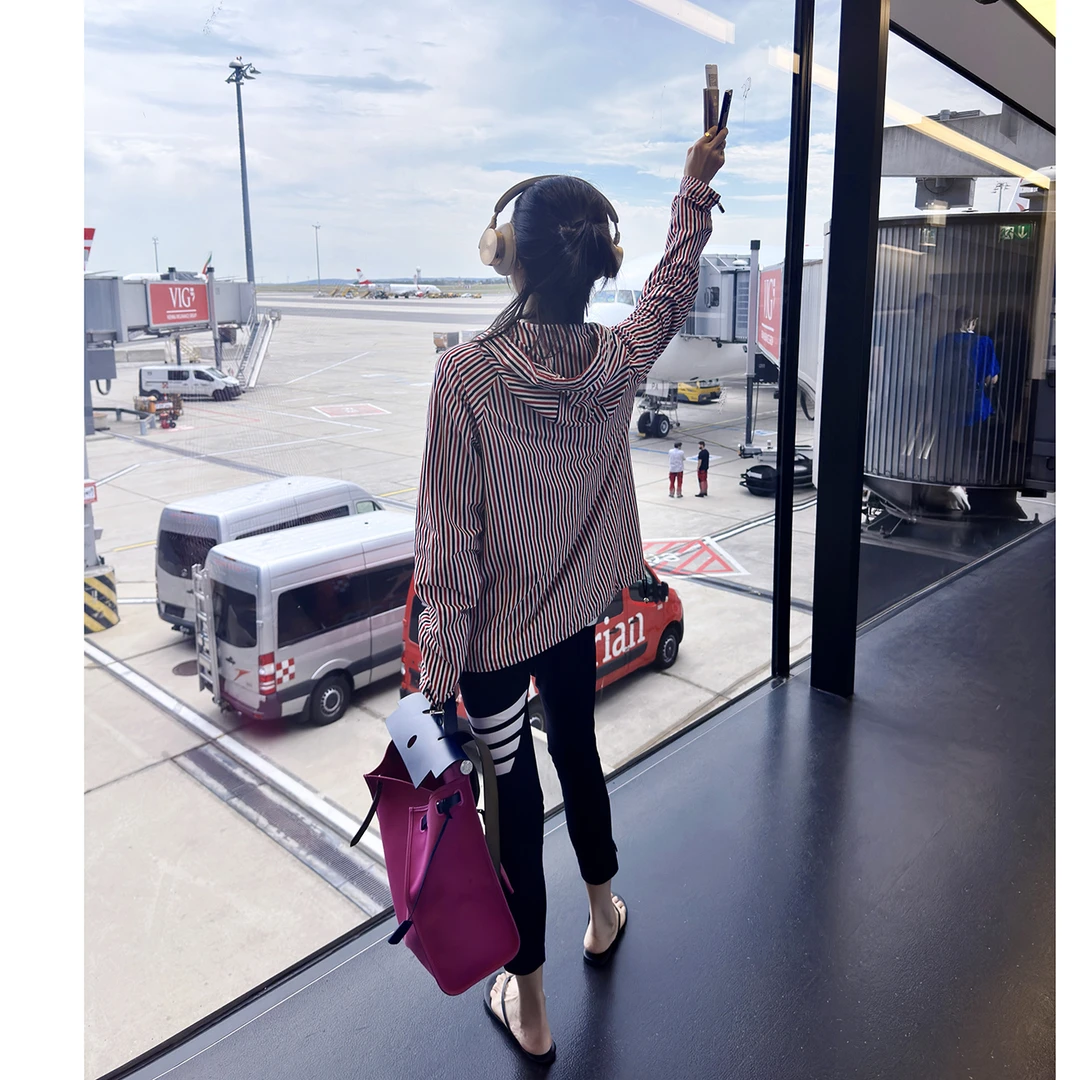 【FELOCCA】条纹连帽休闲减龄设计师百搭外套CC1605