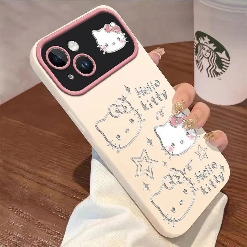 金属线条凯蒂猫适用17promax全包软壳华为60pro小米11硅胶手机壳