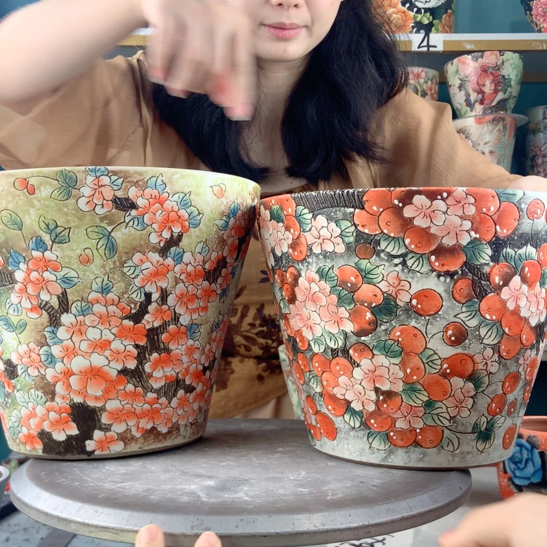 优***妈景德镇手工花盆57