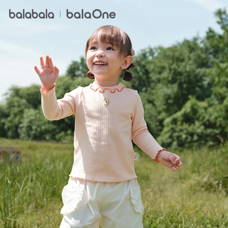【balaOne】巴拉巴拉童装女童长袖t恤儿童宝宝打底衫2025秋新款上衣