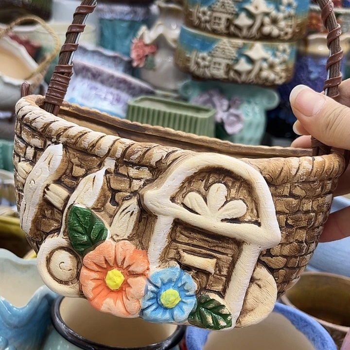 多肉绿植陶瓷花盆9.9包邮，有孔