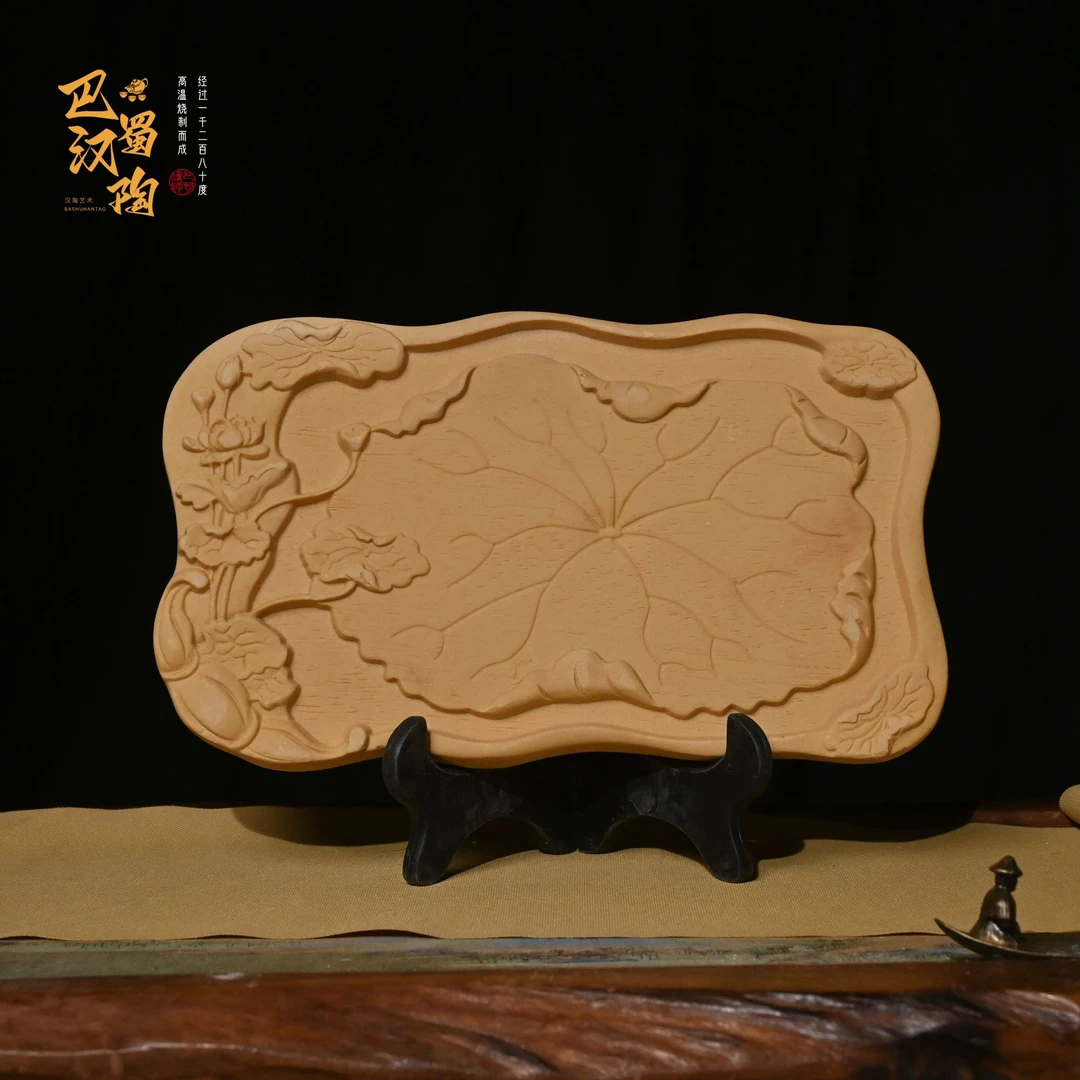 【新款荷韵茶盘】汉陶旗舰店-非遗茶盘，茶宠吸水雕刻精美干吸水茶盘