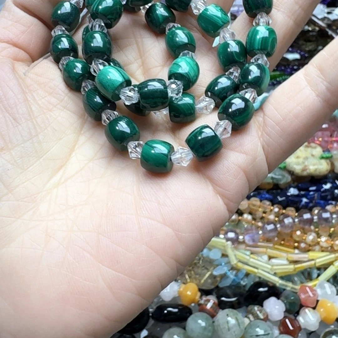 玛瑙/玉髓未镶嵌珠宝半成品一条8m孔雀石老型