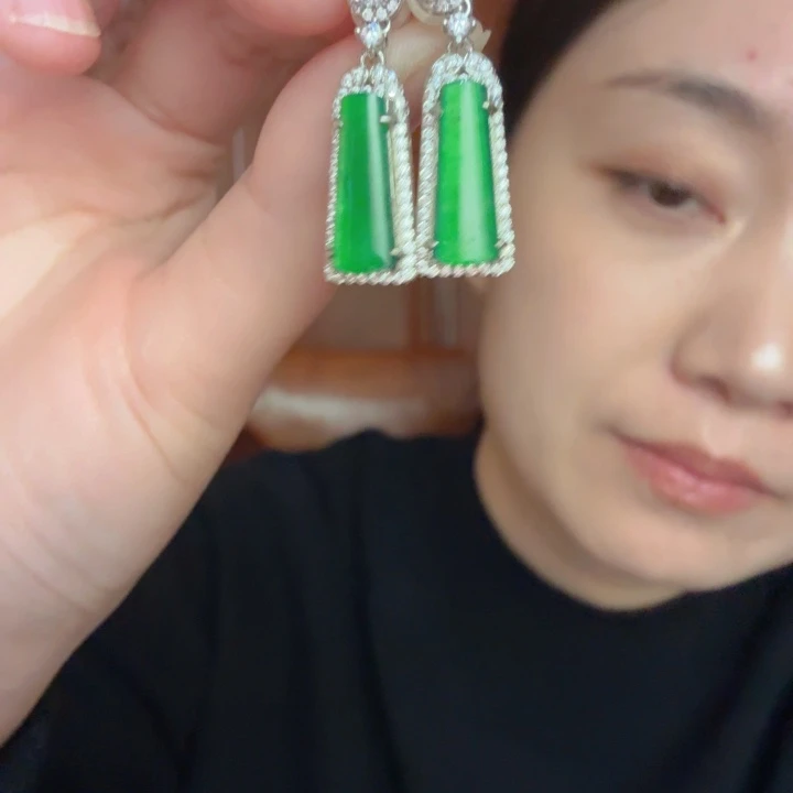 翡翠银S925镶嵌吊坠(不含链)耳饰