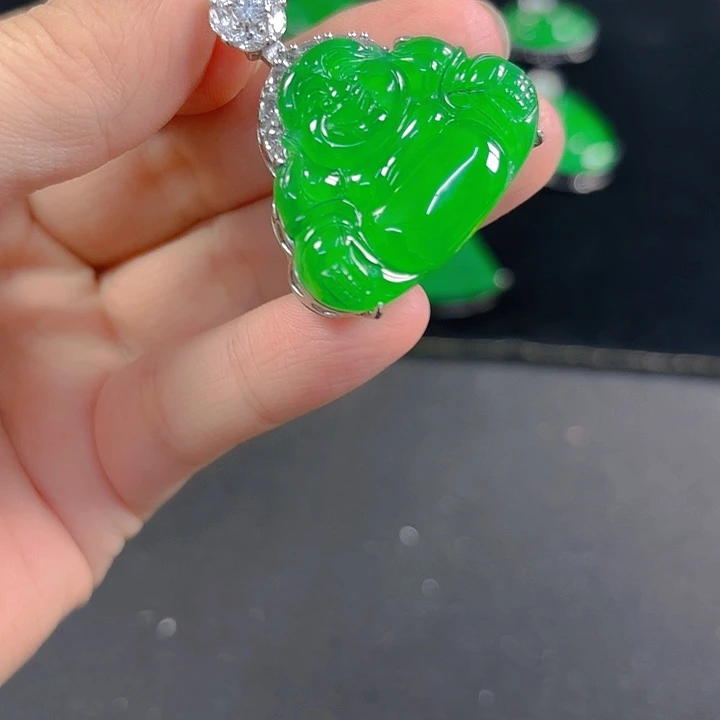 翡翠银S925镶嵌吊坠(不含链)