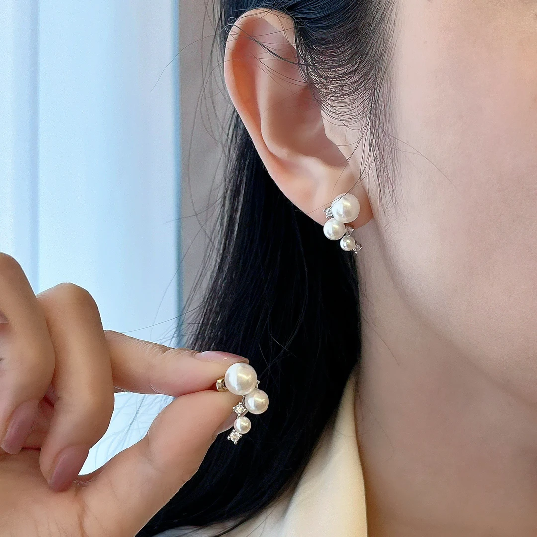 琢啦啦 钛钢仿珍珠耳饰 【北极星】渐变式暖白耳钉高级感设计小众