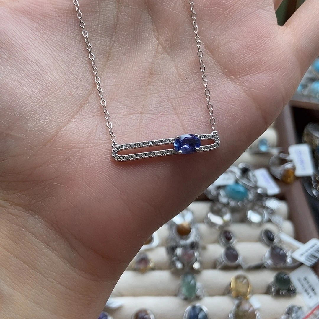 水晶戒指银S925镶嵌芊*坦桑石项链