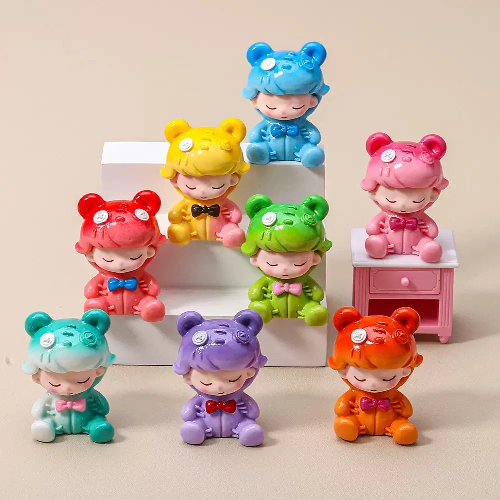 【九宫格】渐变炫彩坐姿小熊diy摆件