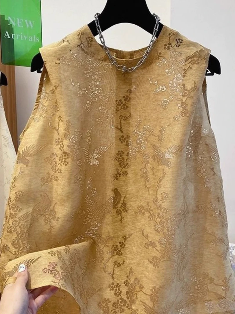 特大码300斤法式洋气无袖马甲背心男女小香风镂空蕾丝衫提花坎肩