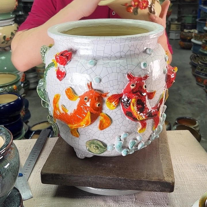 索***板泳坤堂石湾花盆陶瓷