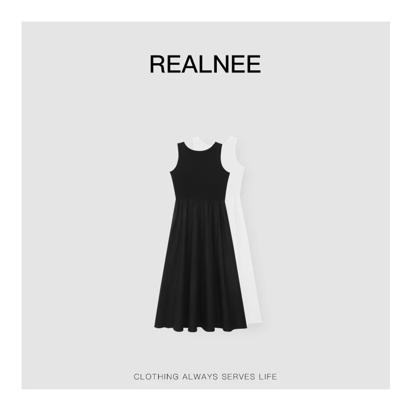 REALNEE【白月光】长绒棉极简背心裙显瘦随性松弛感穿搭05019