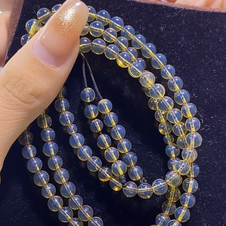 蓝珀未镶嵌珠宝奇石墨西哥蓝珀佛珠5