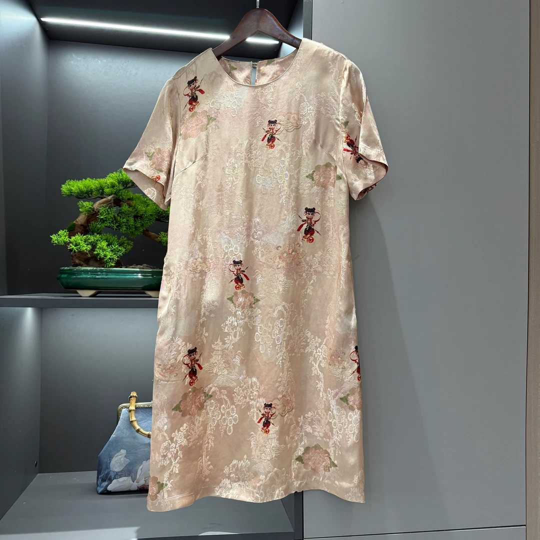 中式连衣裙复古传统改良夏季哪吒宽松连衣裙5060