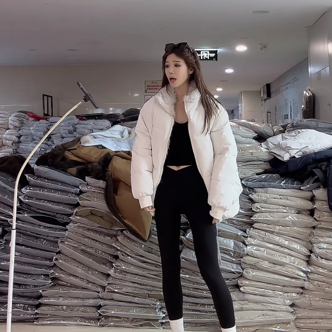 【柒汐】推荐冬季简约小山刺绣立领棉服外套9508