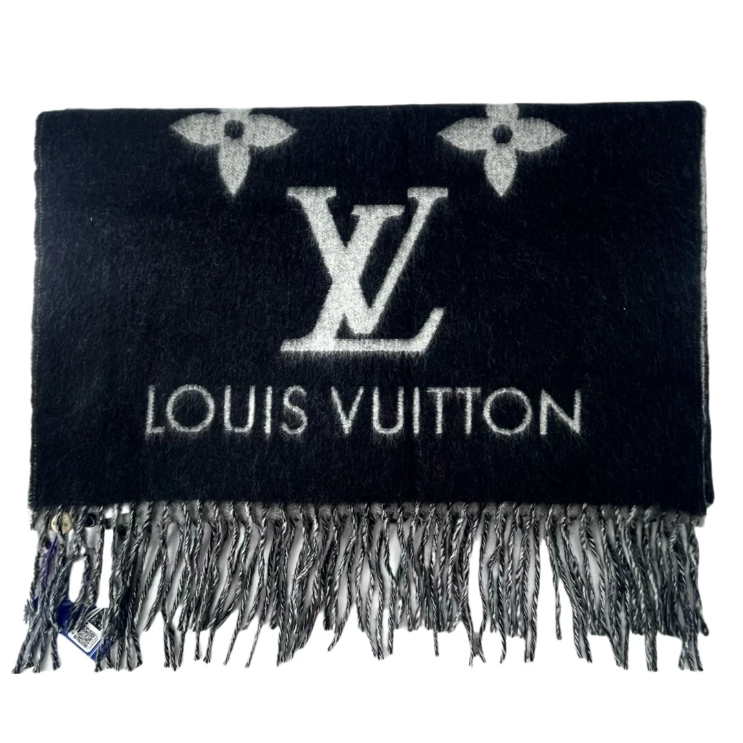99新 LouisVuitton/路易威登 002461 羊毛绒线围巾 黑色