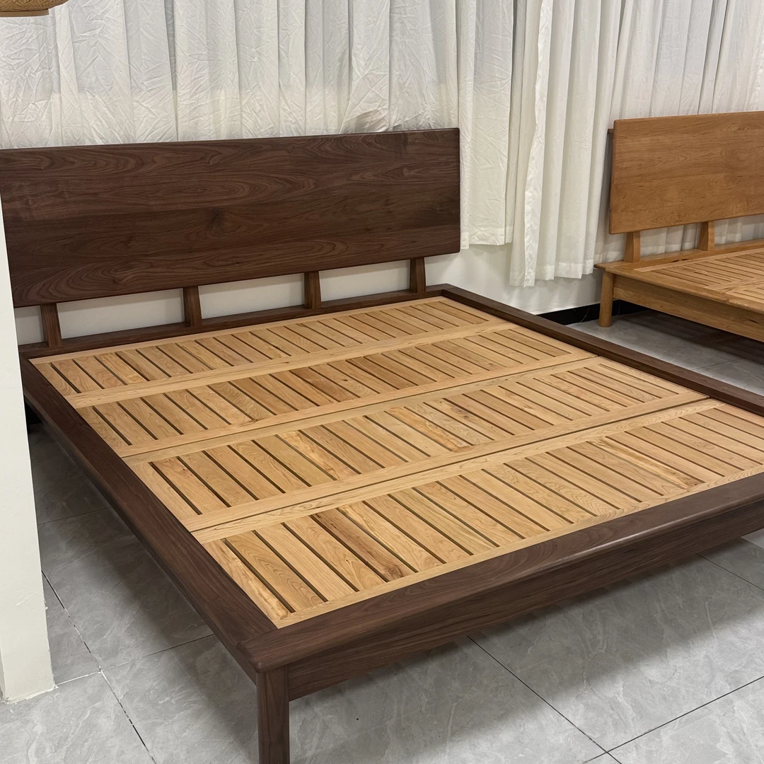 北美黑胡桃木全实木床主卧现代简约风家用双人床大床轻奢新中式