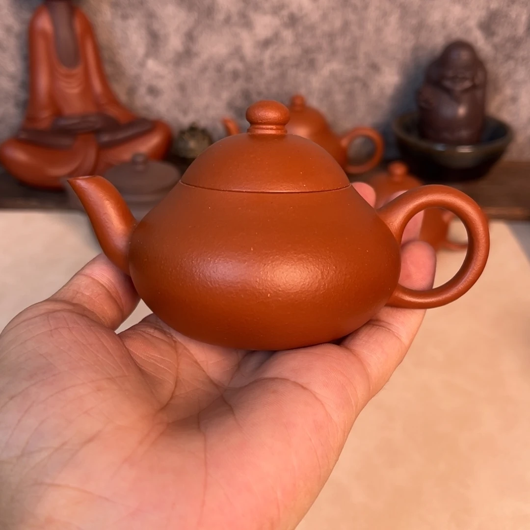 茶壶紫砂生砂料朱泥小矮梨120cc