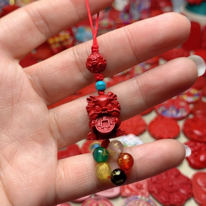 天然辰砂，手机坠