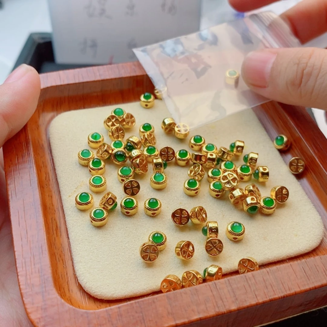 银S925镀金镶嵌手链翡翠配饰