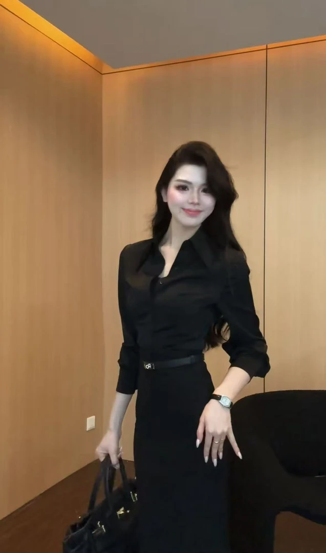 【花晨月夕】高级感气质时尚衬衫加半身裙套装0814款半身裙7051款