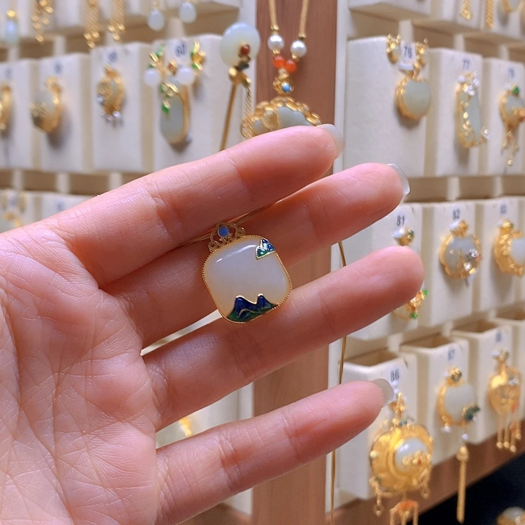 和田玉银S925镶嵌颈饰