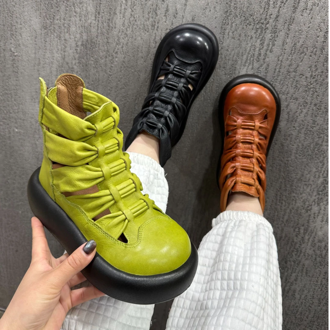 偏大一码/新款时尚舒适百搭轮胎底手工复古女鞋  A8  999-6