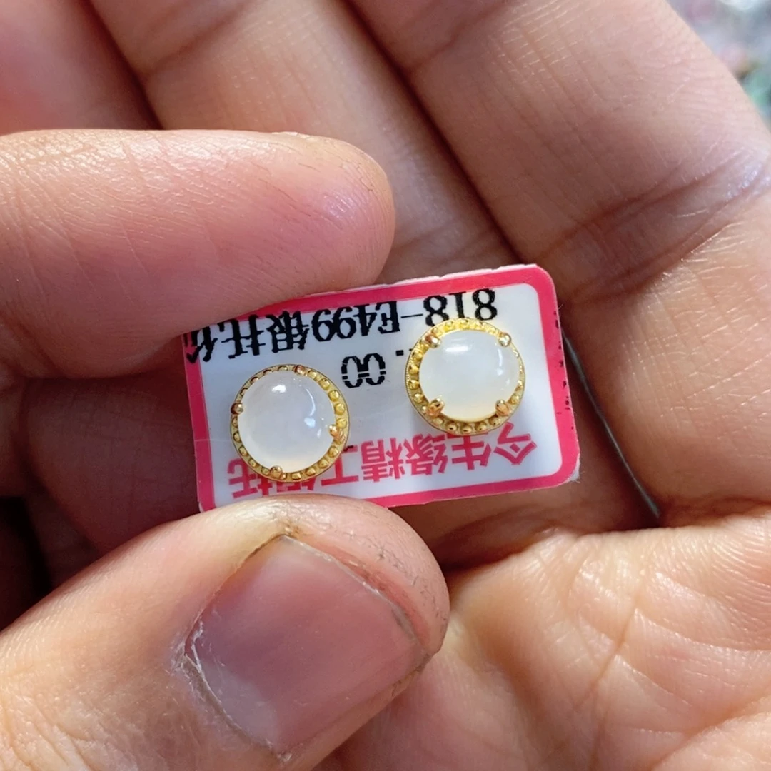 翡翠耳饰银S925镶嵌缅甸翡翠A货耳钉