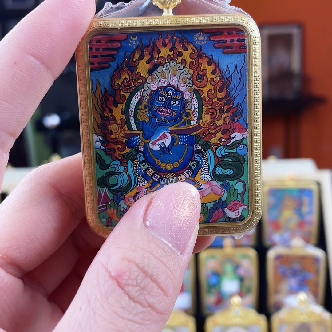 吊坠热贡纯手绘二臂大黑天