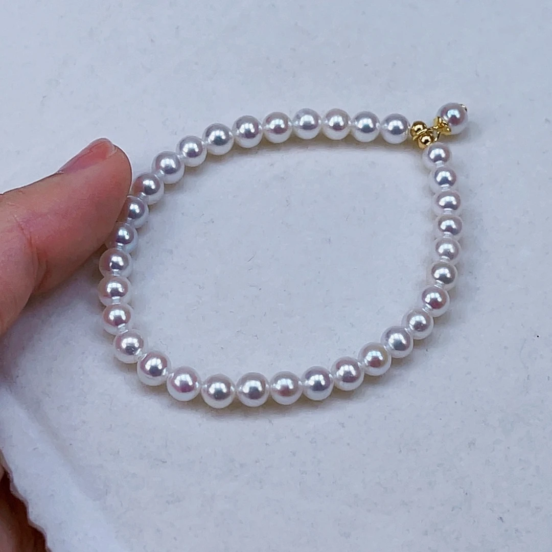 银S925镶嵌手绳淡水珍珠5-6天然淡水珍珠手链