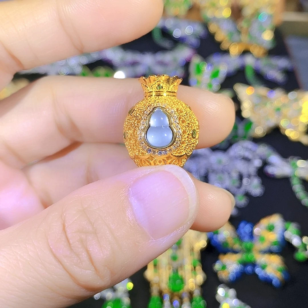 吊坠(不含链)银S925镶嵌翡翠