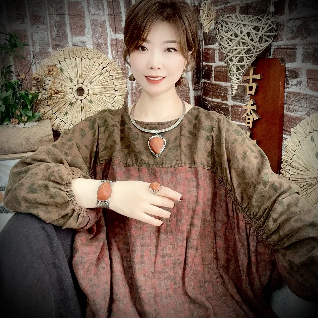 【古香古色】复古s925银蜜蜡琥珀吊坠（搭配皮绳）