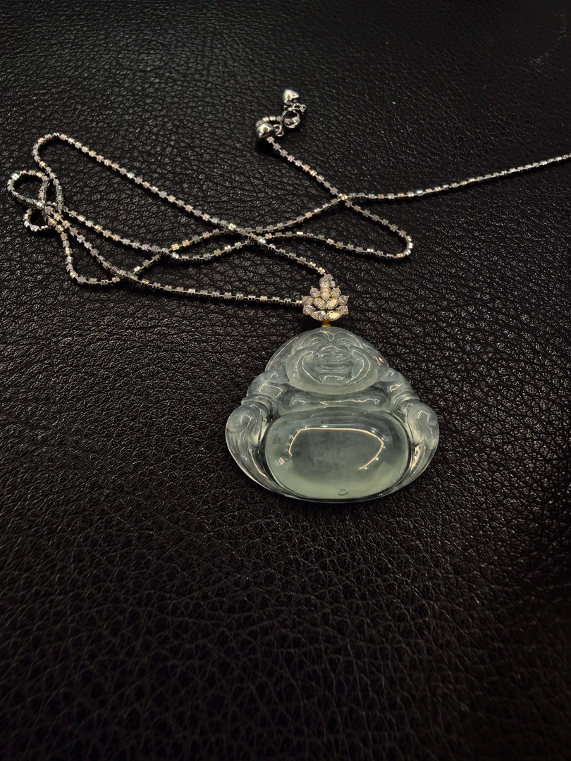 【双12年终大促】翡翠18k金扣头佛公（配链）-单件