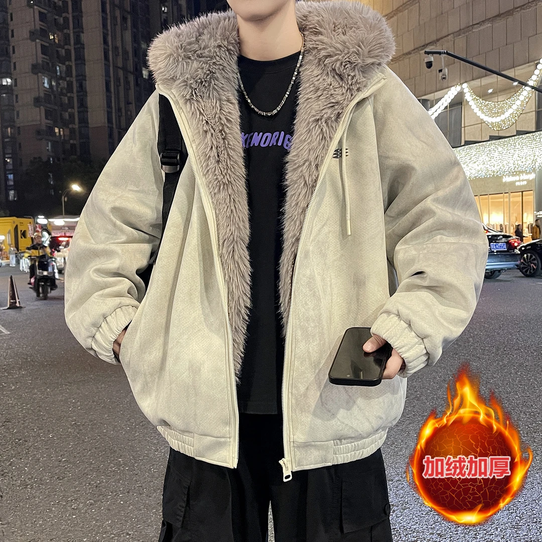 2025年冬季新款加绒加厚棉服男士宽松痞帅气青年保暖棉袄潮流外套