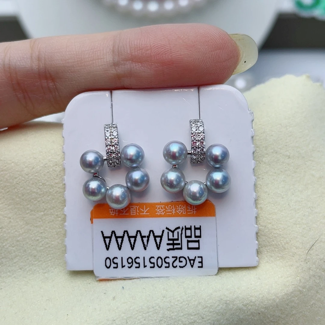 银S925镶嵌耳饰海水珍珠w58
