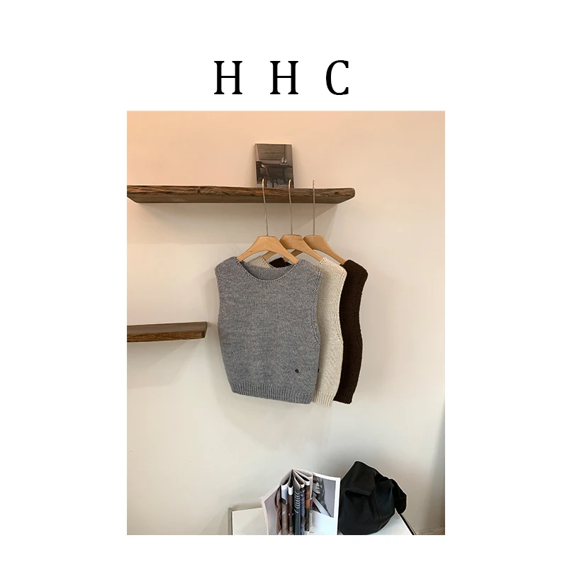 【花花菜】"叠穿主义“高端超细羊毛无袖叠穿圆领纯色针织衫马甲背心