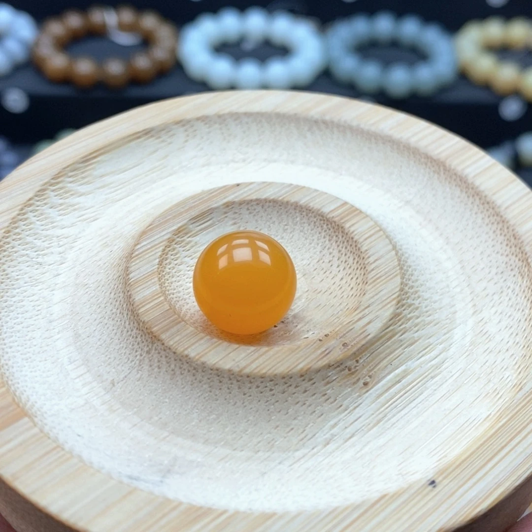 未镶嵌石英质玉（黄龙玉）手串Q卡14缅黄