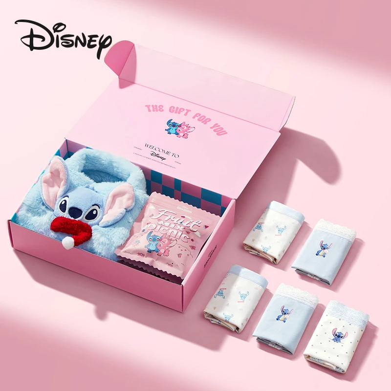 Disney/迪士尼10A级抑菌透气中腰可爱三角保暖女士内裤礼盒套装