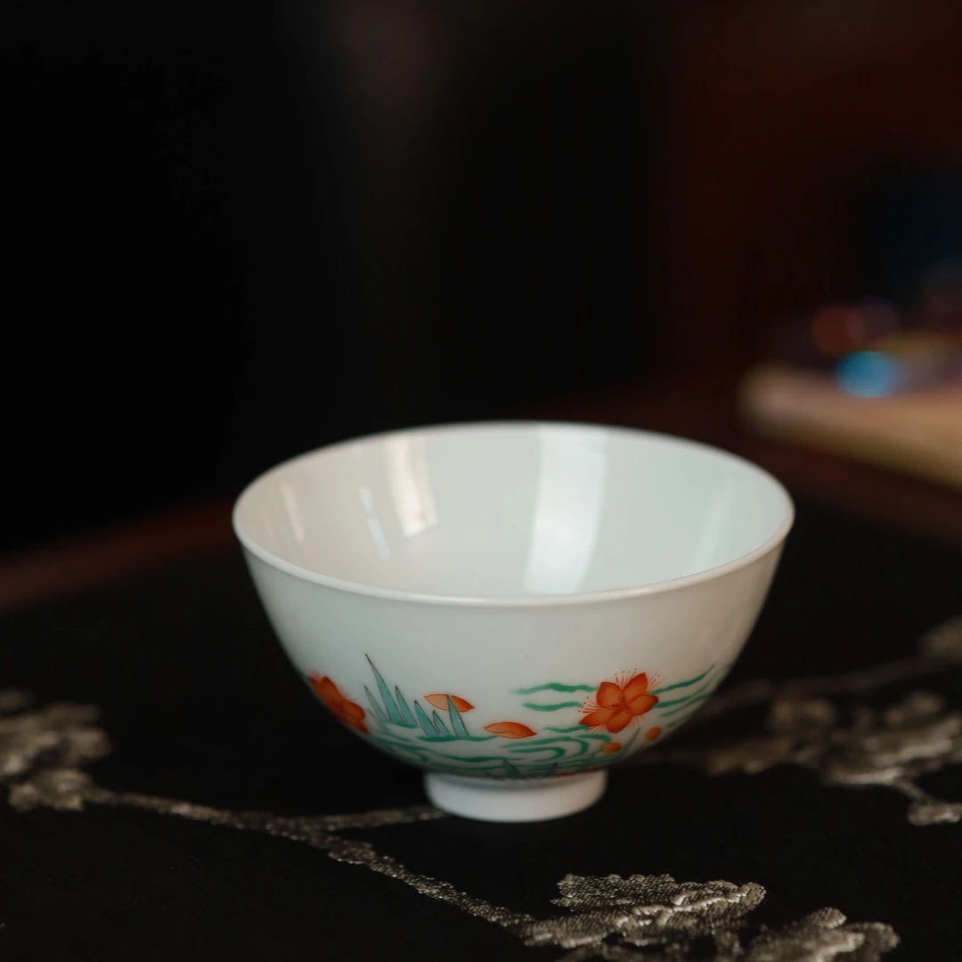【珽珽溯源】溢珍堂 落花流水鸡心杯 瓷器茶周边
