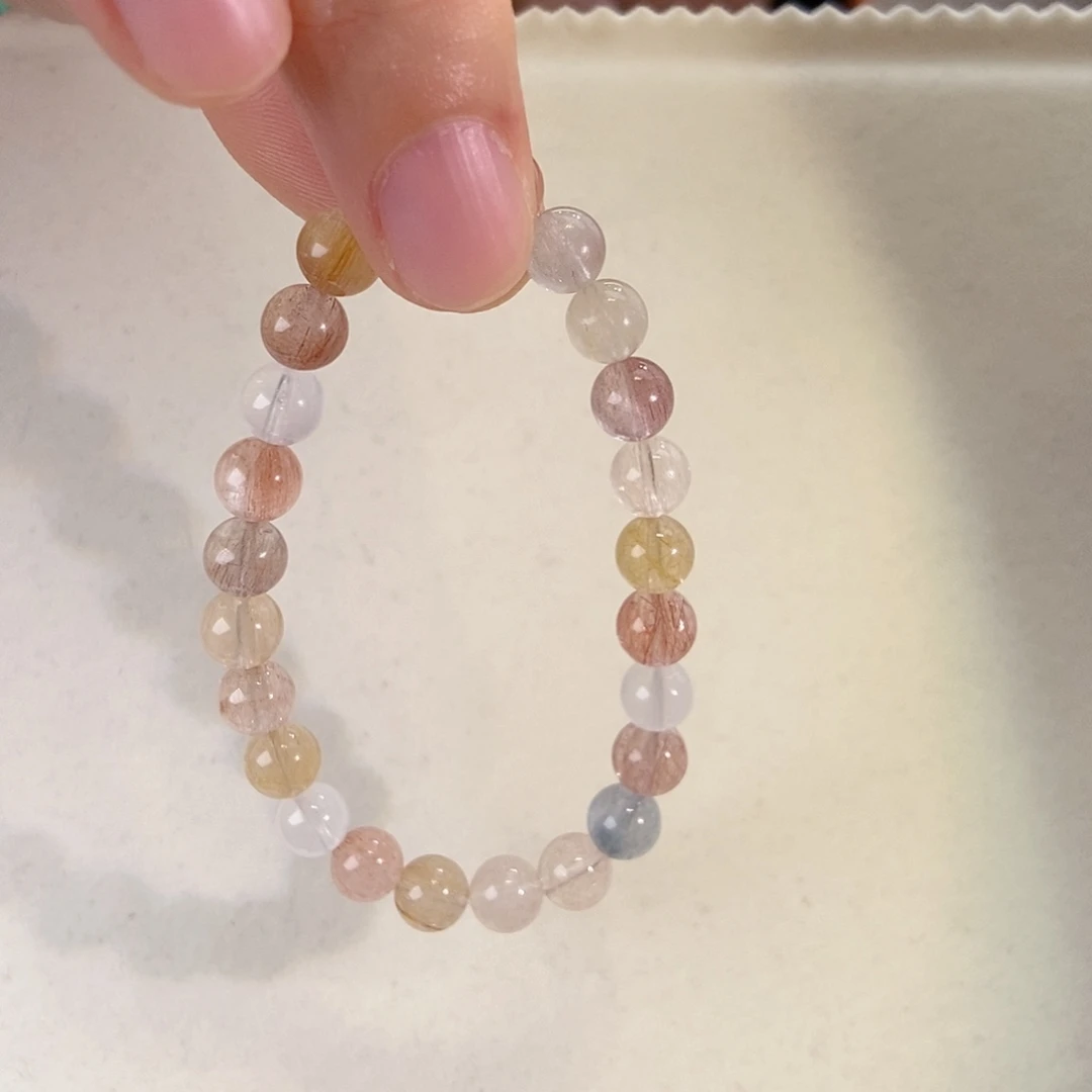 发晶手链未镶嵌仙女彩兔毛7mm+