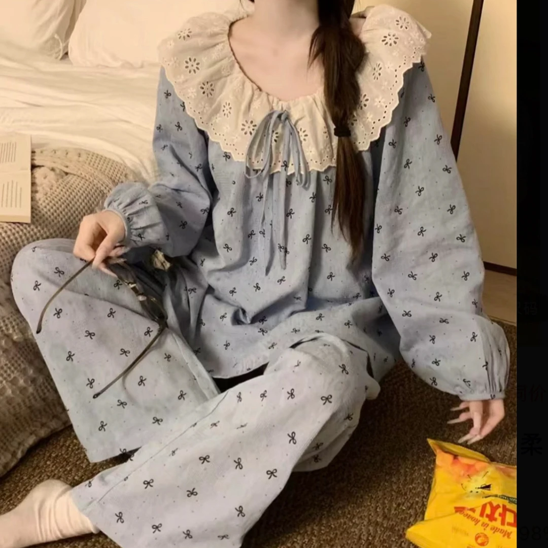 【蓝莓小蛋糕】加肥加大250斤睡衣女娃娃领甜美可爱纯棉家居服