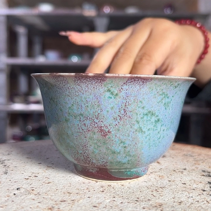 瓷片钧瓷杯子小摆件702