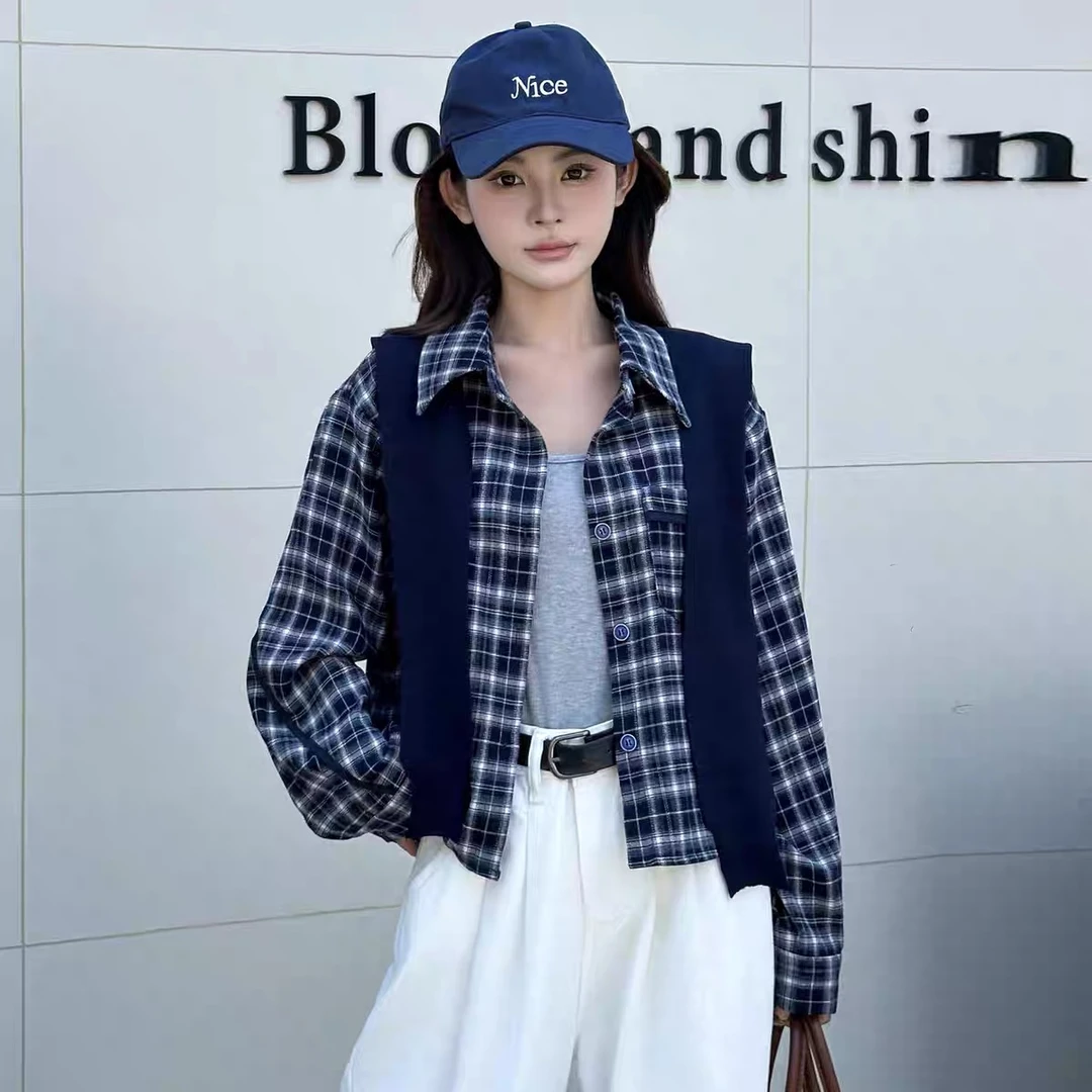 （XI ZI女装）#25121秋季休闲时尚磨毛减龄洋气显瘦百搭衬衣小皮外