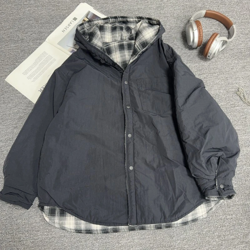 男童秋装双面穿加厚棉衣新款中大童秋冬连帽棉服外套MT68309