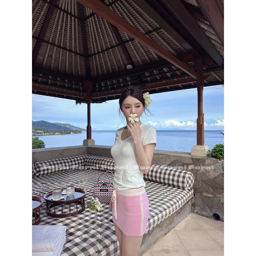 FORNI 掐腰小T 面膜奶皮莫代尔精棉基础款收腰修身短袖T恤