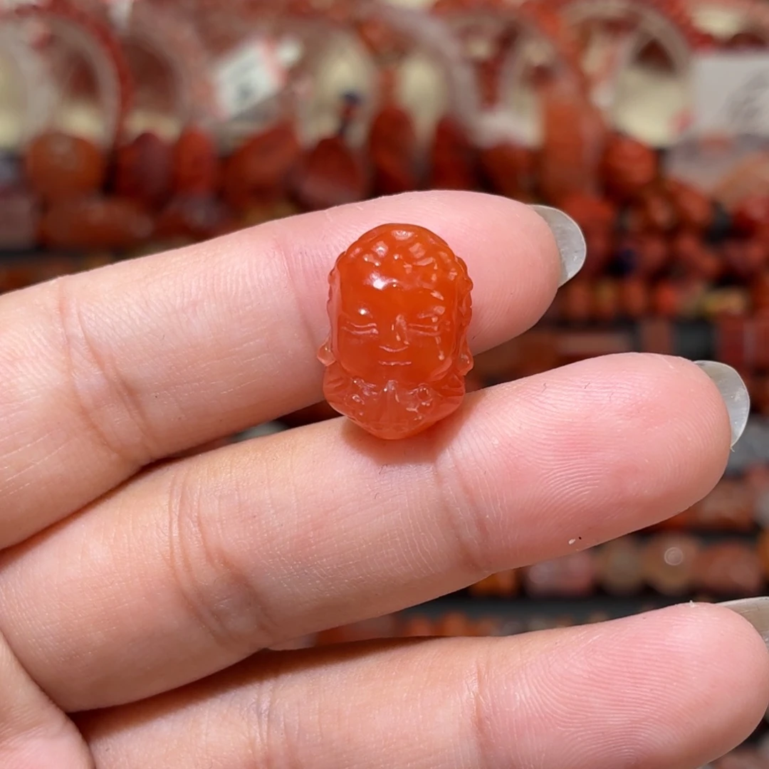 南红玛瑙未镶嵌颈饰上下通孔宝宝佛